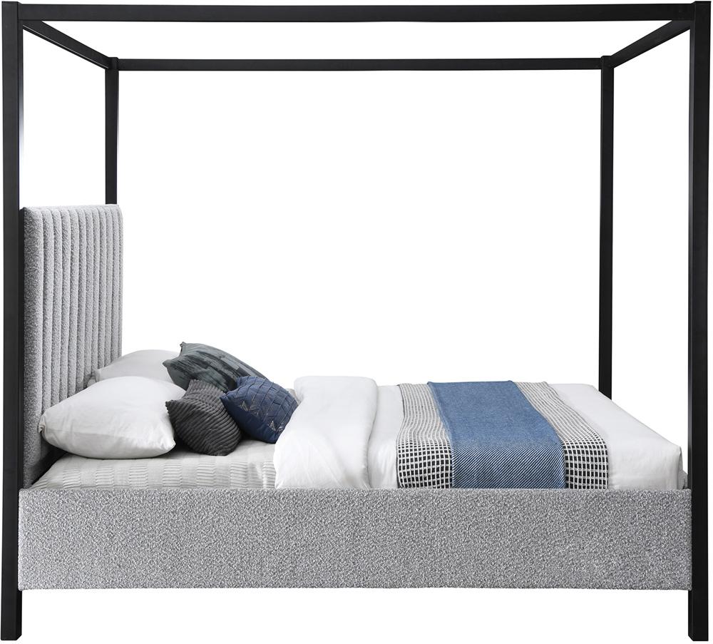 Meridian Furniture - Kelly Grey Boucle Fabric King Bed - KellyGrey-K veiw 4