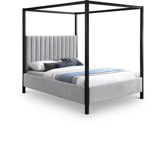 Meridian Furniture - Kelly Grey Boucle Fabric Queen Bed - KellyGrey-Q veiw 1