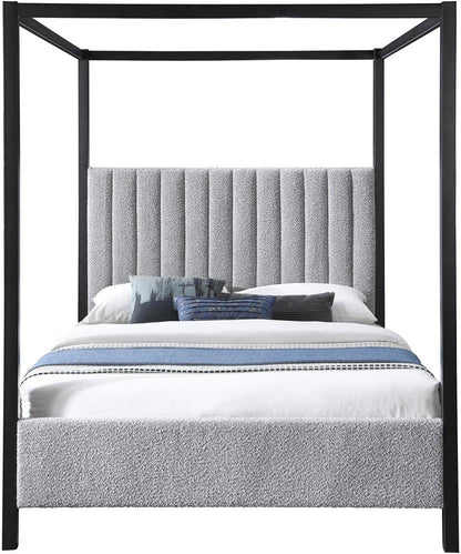 Meridian Furniture - Kelly Grey Boucle Fabric Queen Bed - KellyGrey-Q veiw 3