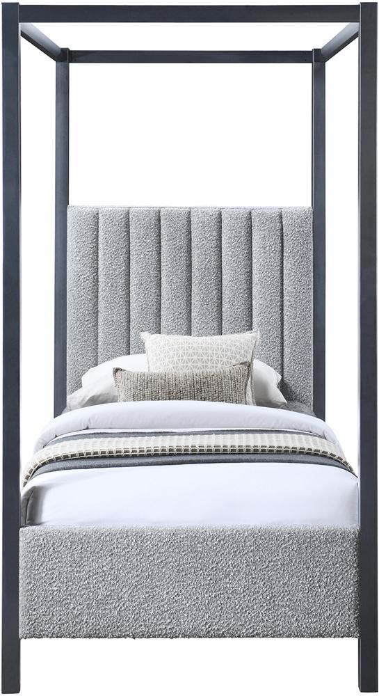 Meridian Furniture - Kelly Grey Boucle Fabric Twin Bed - KellyGrey-T veiw 3