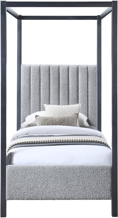 Meridian Furniture - Kelly Grey Boucle Fabric Twin Bed - KellyGrey-T veiw 3