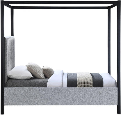 Meridian Furniture - Kelly Grey Boucle Fabric Twin Bed - KellyGrey-T veiw 4