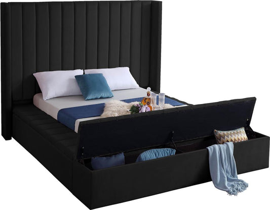 Meridian Furniture - Kiki Black Velvet Full Bed - KikiBlack-F veiw 2