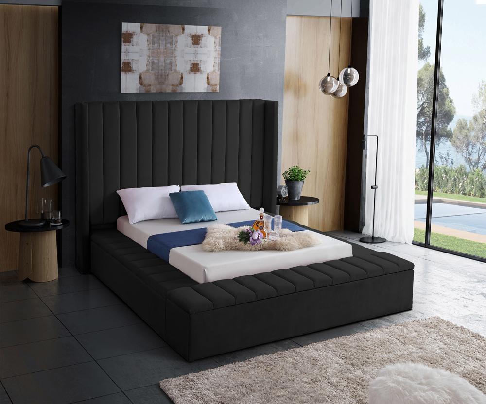 Meridian Furniture - Kiki Black Velvet Full Bed - KikiBlack-F veiw 3