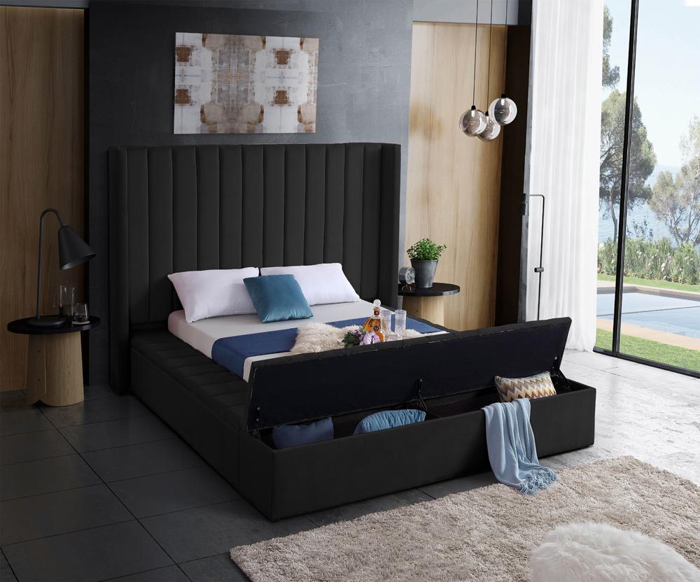Meridian Furniture - Kiki Black Velvet King Bed - KikiBlack-K veiw 4