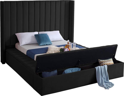 Meridian Furniture - Kiki Black Velvet Queen Bed - KikiBlack-Q veiw 2