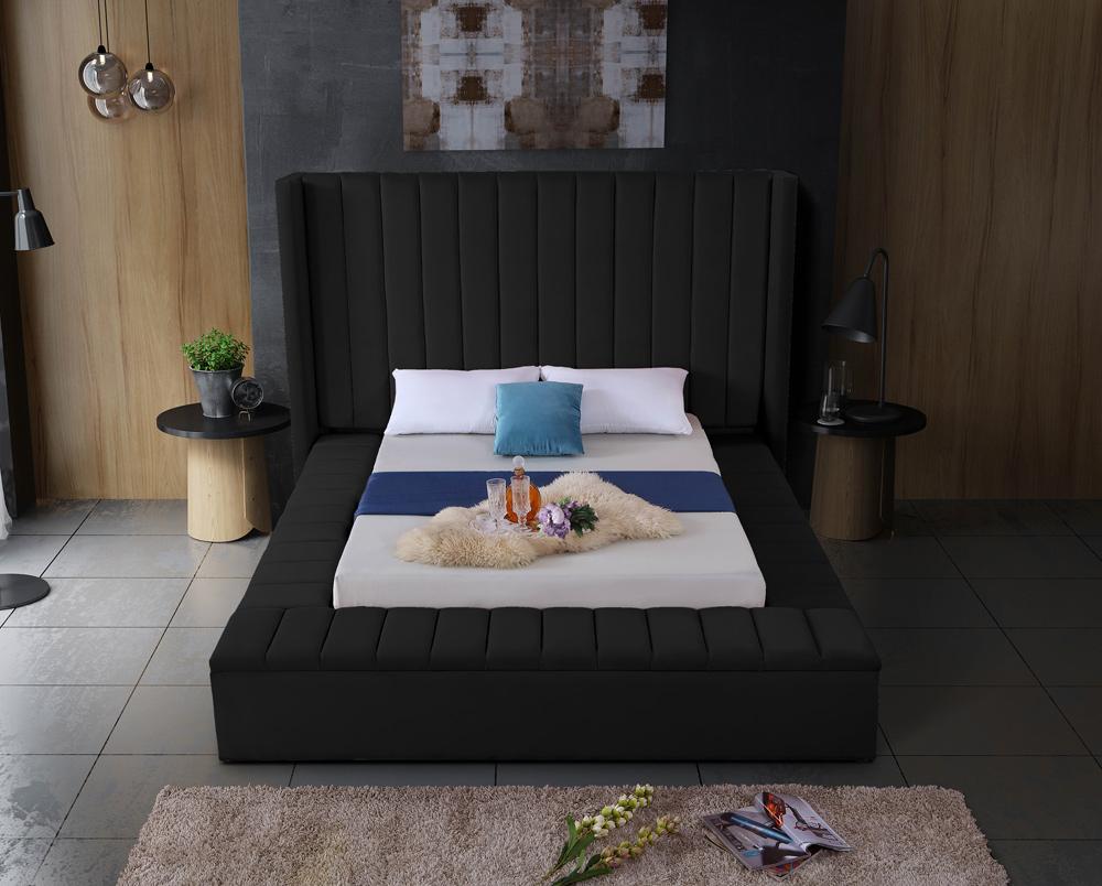 Meridian Furniture - Kiki Black Velvet Queen Bed - KikiBlack-Q veiw 6