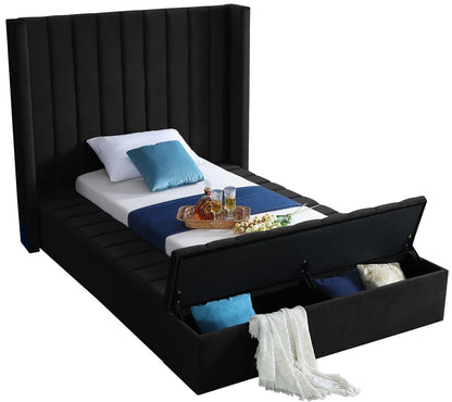 Meridian Furniture - Kiki Black Velvet Twin Bed - KikiBlack-T veiw 2