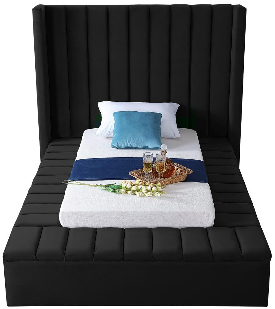 Meridian Furniture - Kiki Black Velvet Twin Bed - KikiBlack-T veiw 5