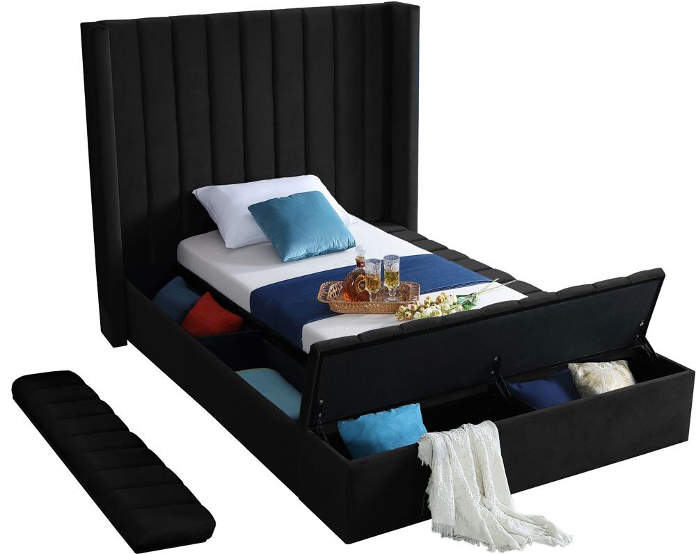 Meridian Furniture - Kiki Black Velvet Twin Bed - KikiBlack-T veiw 7
