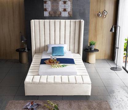 Meridian Furniture - Kiki Cream Velvet Twin Bed - KikiCream-T veiw 6