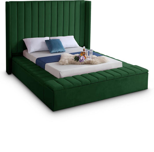 Meridian Furniture - Kiki Green Velvet Full Bed - KikiGreen-F veiw 1