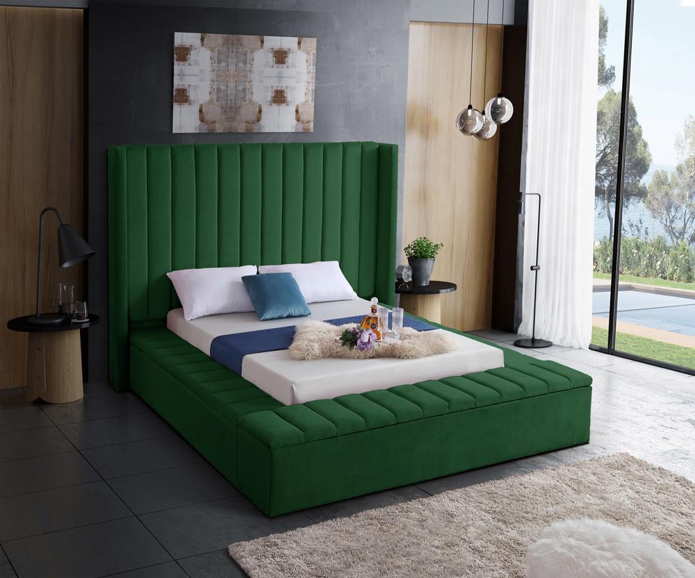 Meridian Furniture - Kiki Green Velvet Full Bed - KikiGreen-F veiw 3