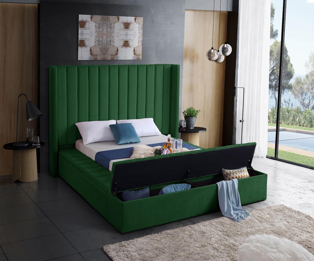Meridian Furniture - Kiki Green Velvet Full Bed - KikiGreen-F veiw 4