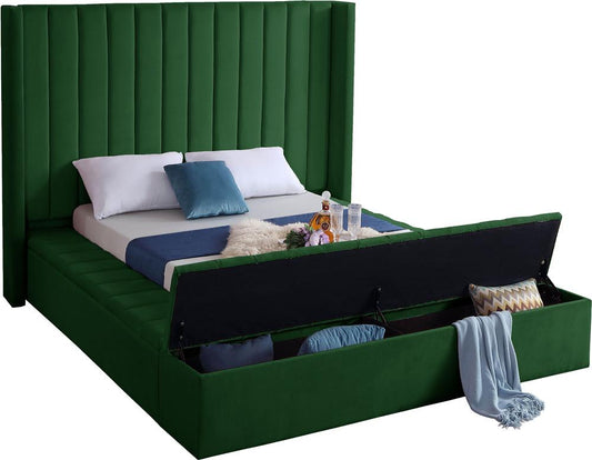 Meridian Furniture - Kiki Green Velvet King Bed - KikiGreen-K veiw 2