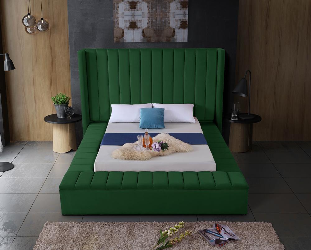 Meridian Furniture - Kiki Green Velvet King Bed - KikiGreen-K veiw 6