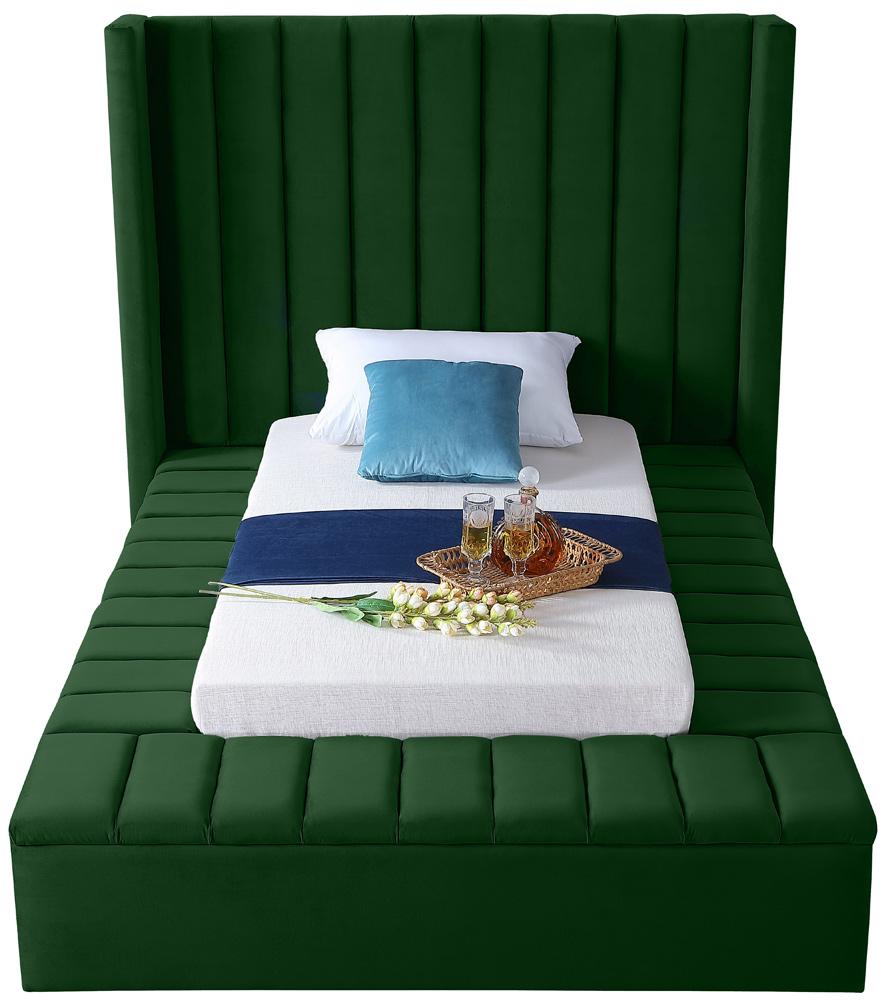 Meridian Furniture - Kiki Green Velvet Twin Bed - KikiGreen-T veiw 5