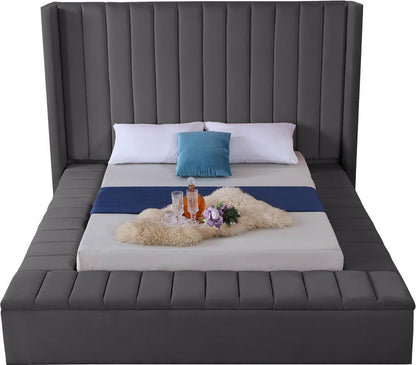 Meridian Furniture - Kiki Grey Velvet Full Bed - KikiGrey-F veiw 5