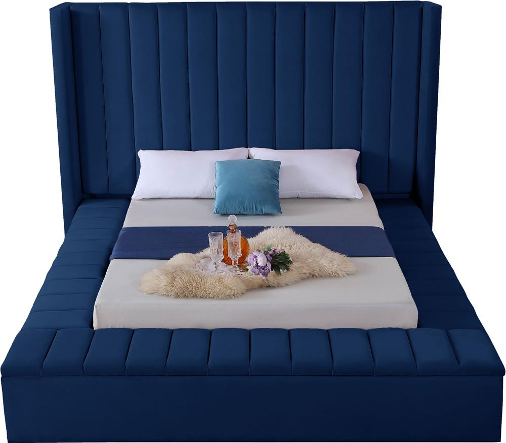 Meridian Furniture - Kiki Navy Velvet Full Bed - KikiNavy-F veiw 5