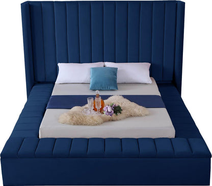 Meridian Furniture - Kiki Navy Velvet Full Bed - KikiNavy-F veiw 5