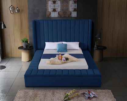 Meridian Furniture - Kiki Navy Velvet Full Bed - KikiNavy-F veiw 6
