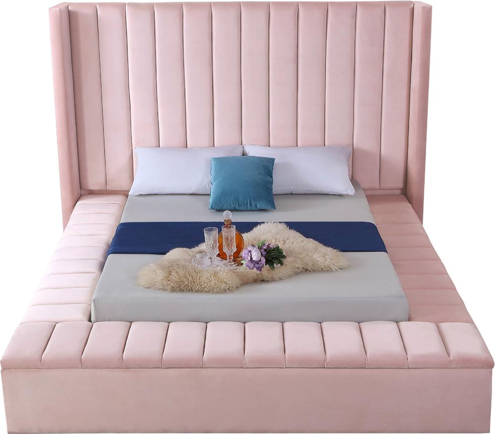 Meridian Furniture - Kiki Pink Velvet King Bed - KikiPink-K veiw 5
