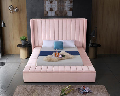 Meridian Furniture - Kiki Pink Velvet King Bed - KikiPink-K veiw 6