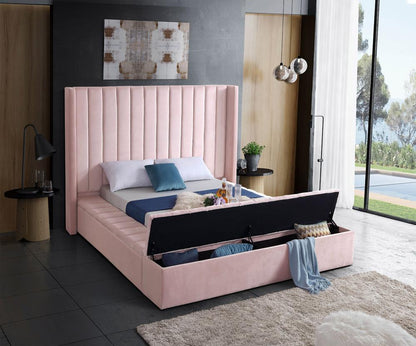 Meridian Furniture - Kiki Pink Velvet Queen Bed - KikiPink-Q veiw 4