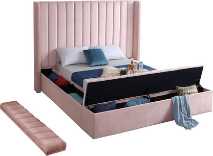 Meridian Furniture - Kiki Pink Velvet Queen Bed - KikiPink-Q veiw 7