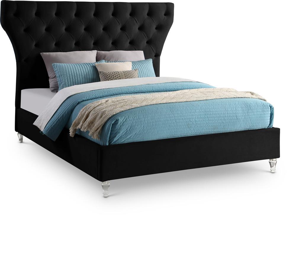 Meridian Furniture - Kira Black Velvet King Bed - KiraBlack-K veiw 1