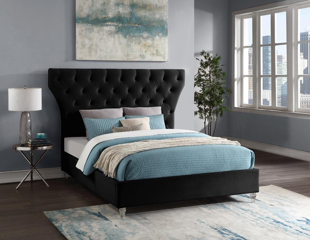 Meridian Furniture - Kira Black Velvet King Bed - KiraBlack-K veiw 2