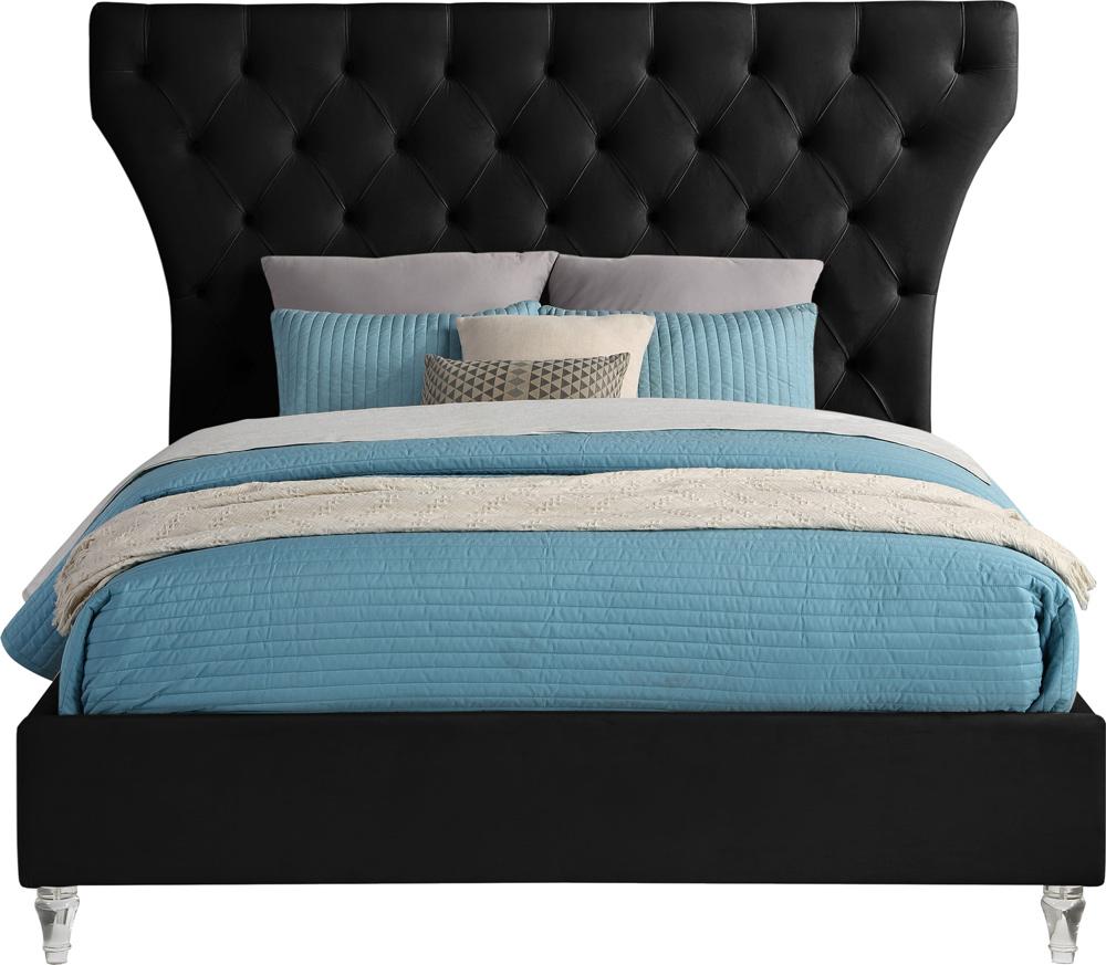 Meridian Furniture - Kira Black Velvet King Bed - KiraBlack-K veiw 3