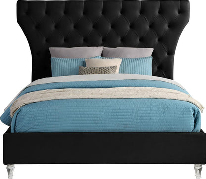 Meridian Furniture - Kira Black Velvet King Bed - KiraBlack-K veiw 3