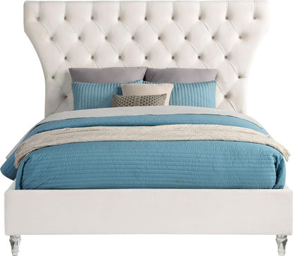 Meridian Furniture - Kira Cream Velvet King Bed - KiraCream-K veiw 3