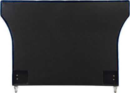 Meridian Furniture - Kira Navy Velvet Queen Bed - KiraNavy-Q veiw 5
