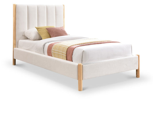 Meridian Furniture - Kona Cream Polyester Fabric Twin Bed - KonaCream-T veiw 1