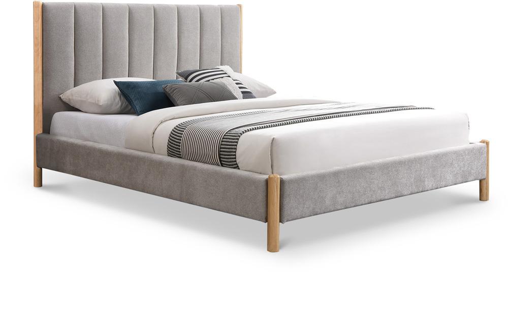 Meridian Furniture - Kona Grey Polyester Fabric Queen Bed - KonaGrey-Q veiw 1