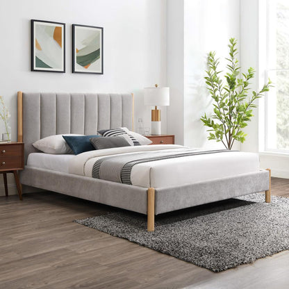 Meridian Furniture - Kona Grey Polyester Fabric Queen Bed - KonaGrey-Q veiw 2
