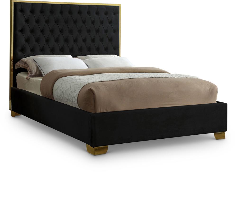 Meridian Furniture - Lana Black Velvet Full Bed - LanaBlack-F veiw 1