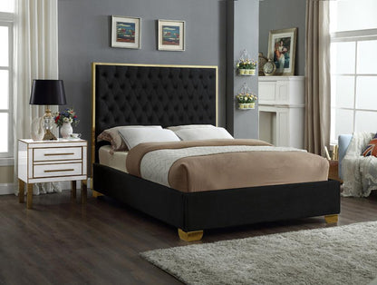 Meridian Furniture - Lana Black Velvet Full Bed - LanaBlack-F veiw 2
