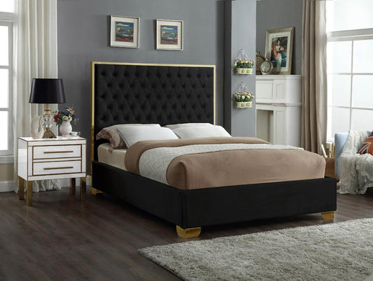 Meridian Furniture - Lana Black Velvet Queen Bed - LanaBlack-Q veiw 2