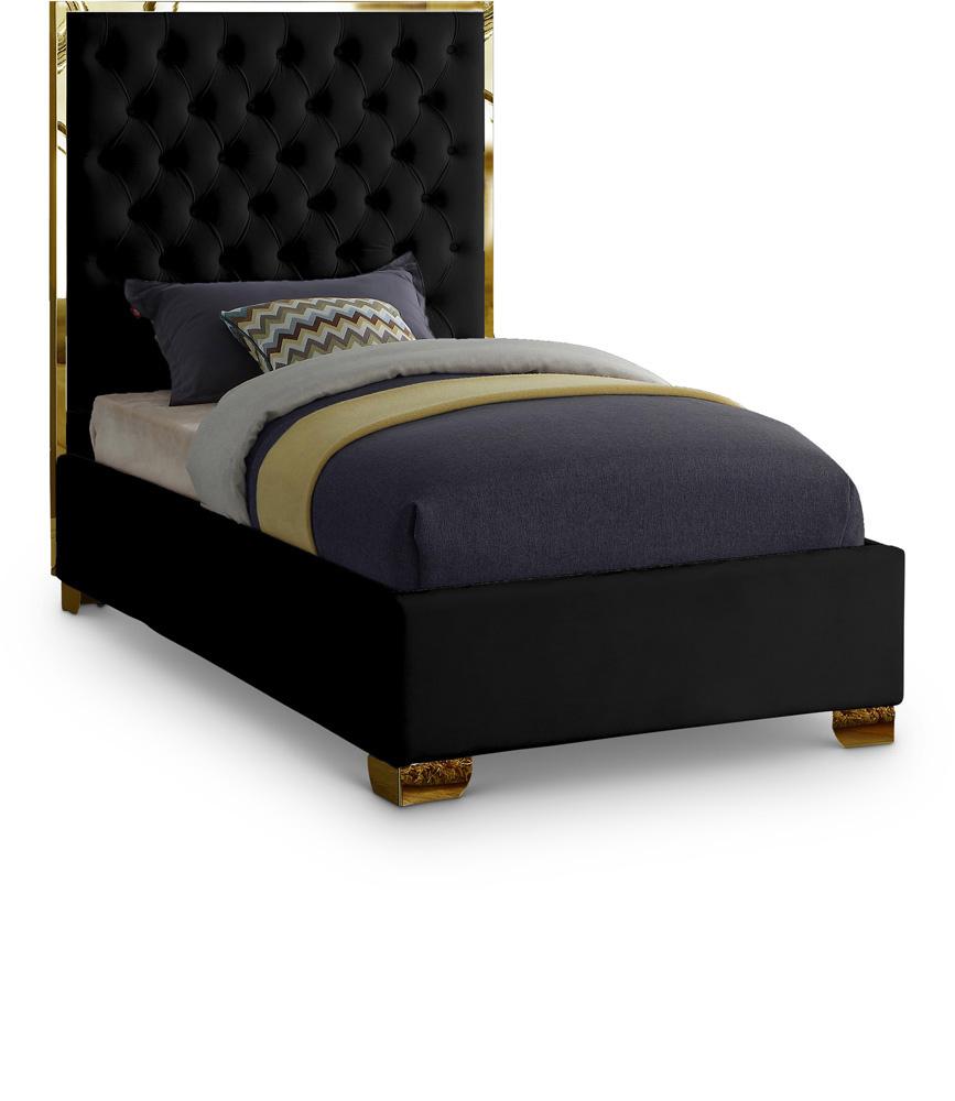 Meridian Furniture - Lana Black Velvet Twin Bed - LanaBlack-T veiw 1