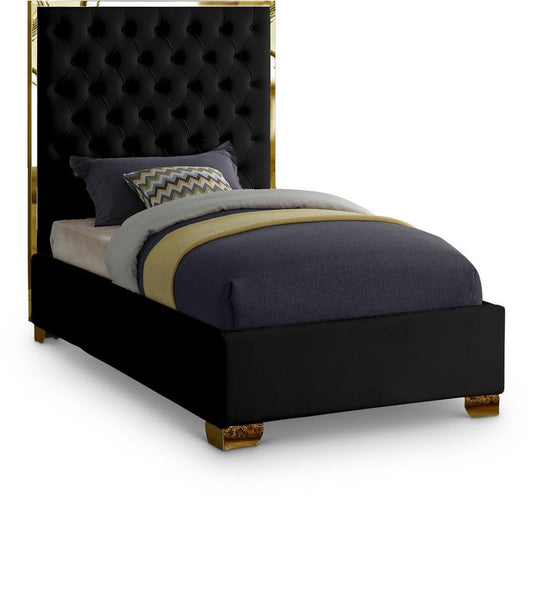 Meridian Furniture - Lana Black Velvet Twin Bed - LanaBlack-T veiw 1