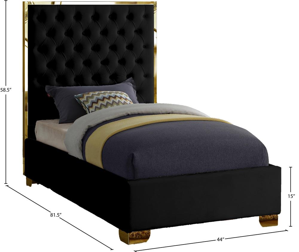 Meridian Furniture - Lana Black Velvet Twin Bed - LanaBlack-T veiw 3