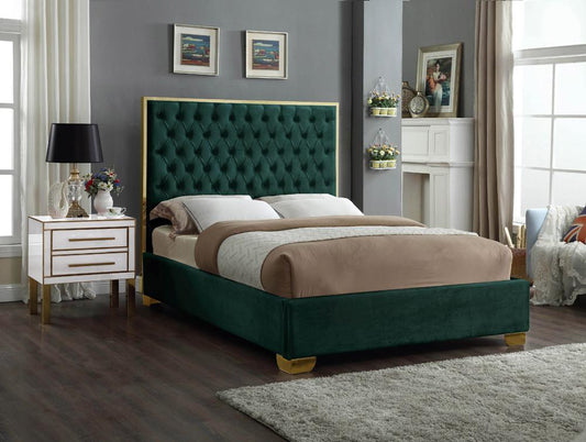 Meridian Furniture - Lana Green Velvet Queen Bed - LanaGreen-Q veiw 2