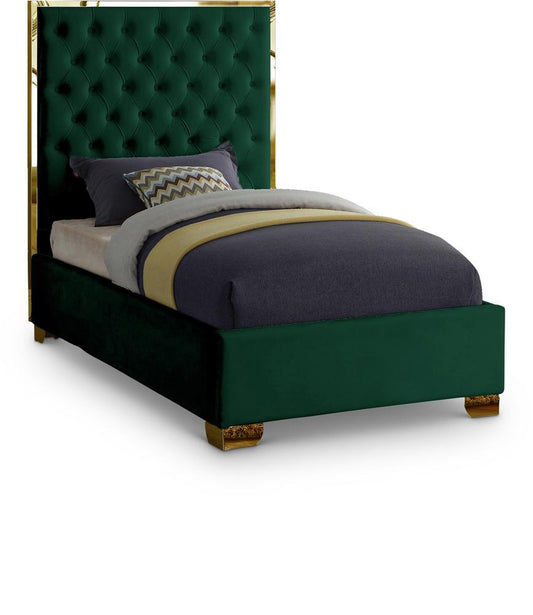 Meridian Furniture - Lana Green Velvet Twin Bed - LanaGreen-T veiw 1