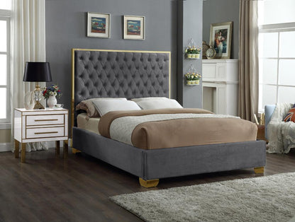 Meridian Furniture - Lana Grey Velvet Full Bed - LanaGrey-F veiw 2