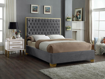 Meridian Furniture - Lana Grey Velvet King Bed - LanaGrey-K veiw 2