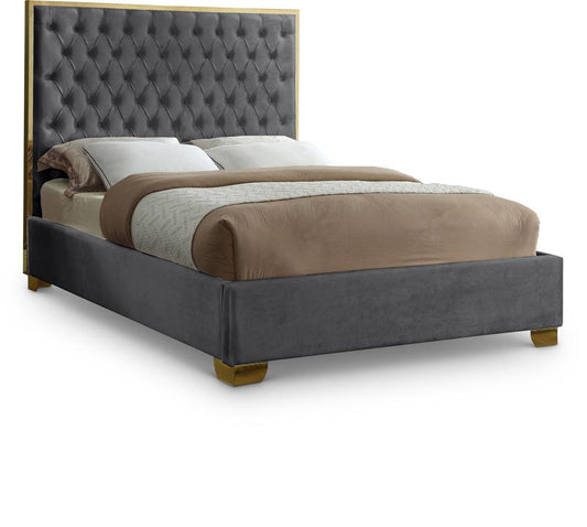 Meridian Furniture - Lana Grey Velvet Queen Bed - LanaGrey-Q veiw 1