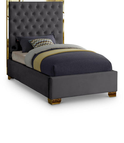 Meridian Furniture - Lana Grey Velvet Twin Bed - LanaGrey-T veiw 1